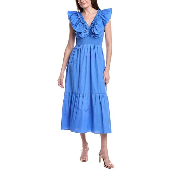 Adrianna Papell Dresses & Skirts - Adrianna Papell Womens  Ruffle Front Maxi Dress, Blue